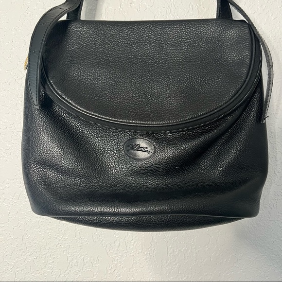 Vintage Longchamp Black Leather Sling Bag - Picture 2 of 11